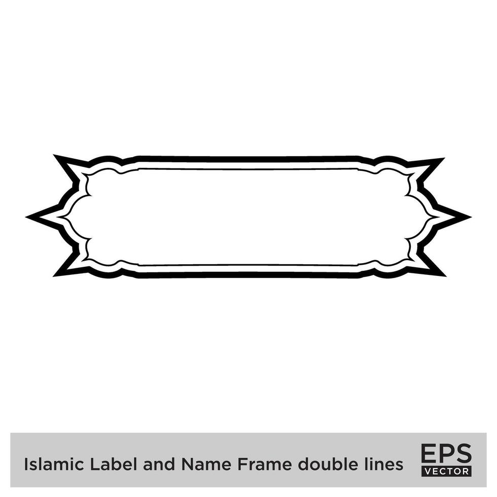 islamico etichetta e nome telaio Doppio Linee schema lineare nero ictus sagome design pittogramma simbolo visivo illustrazione vettore