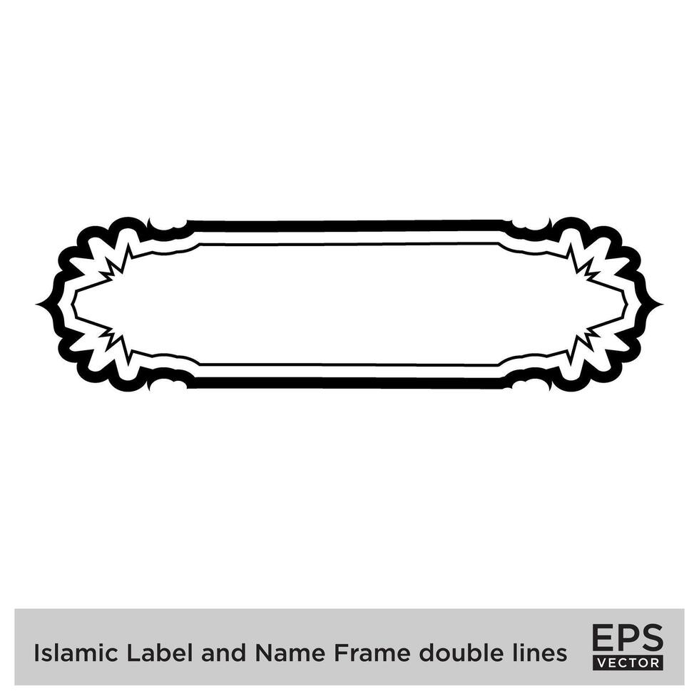 islamico etichetta e nome telaio Doppio Linee schema lineare nero ictus sagome design pittogramma simbolo visivo illustrazione vettore