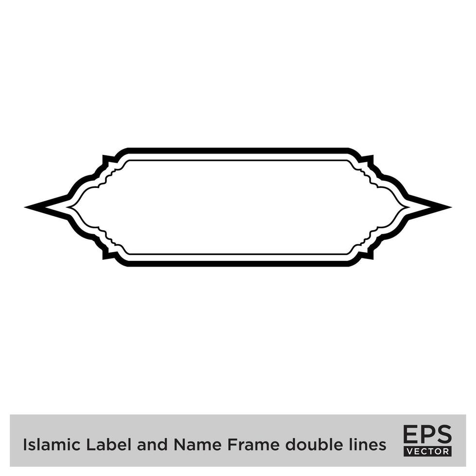 islamico etichetta e nome telaio Doppio Linee schema lineare nero ictus sagome design pittogramma simbolo visivo illustrazione vettore