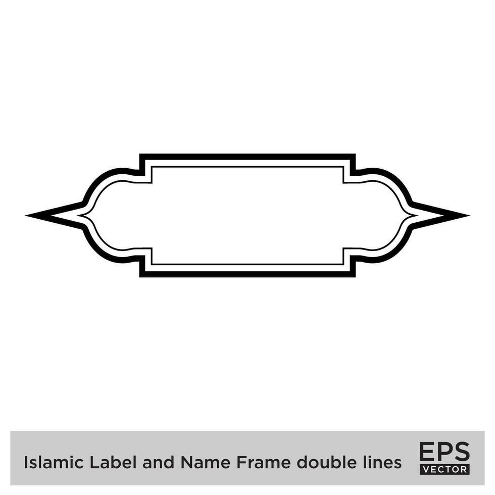 islamico etichetta e nome telaio Doppio Linee schema lineare nero ictus sagome design pittogramma simbolo visivo illustrazione vettore