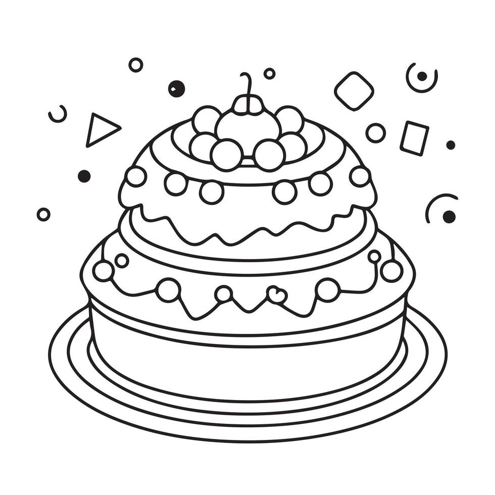 torta disegno, dolce cibo delizioso zucchero merenda e gustoso tema vettore illustrazione