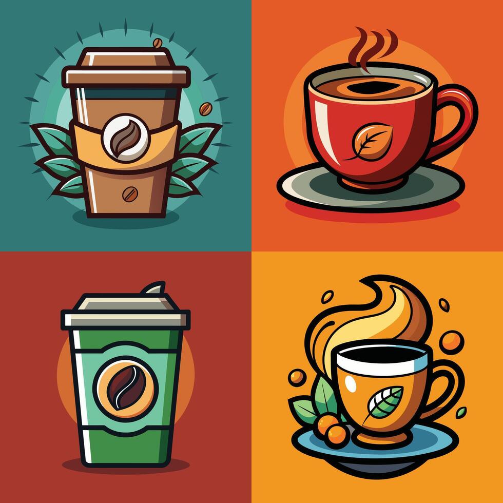 caffè tazza icona impostato disegno, vettore illustrazione eps