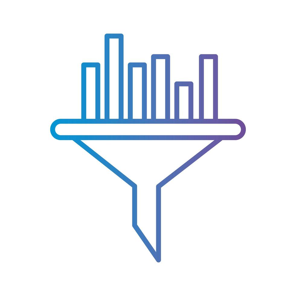 grafico a barre sul disegno vettoriale dell'icona in stile sfumato a imbuto