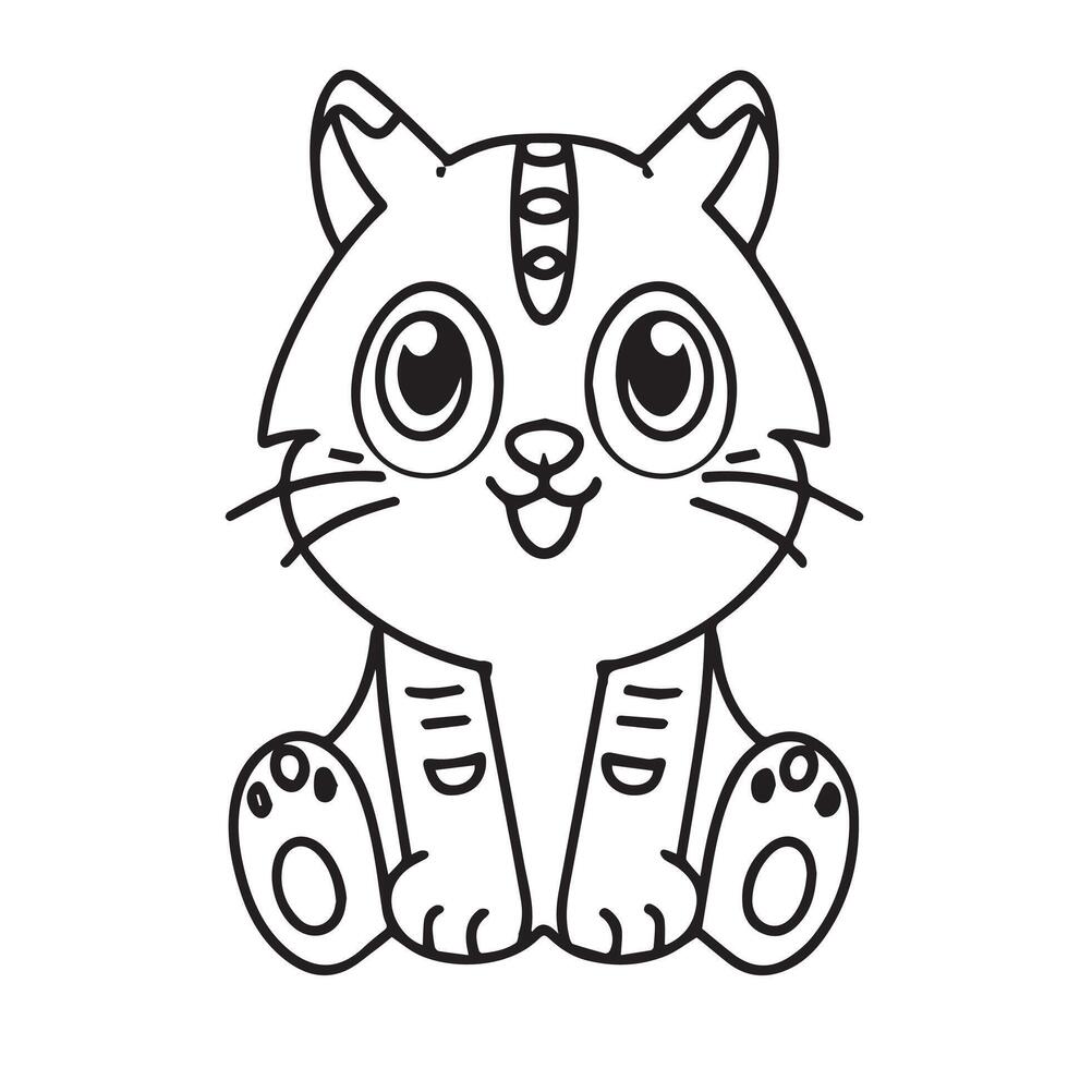 colorazione libro per bambini gatto nero e bianca vettore illustrazione.