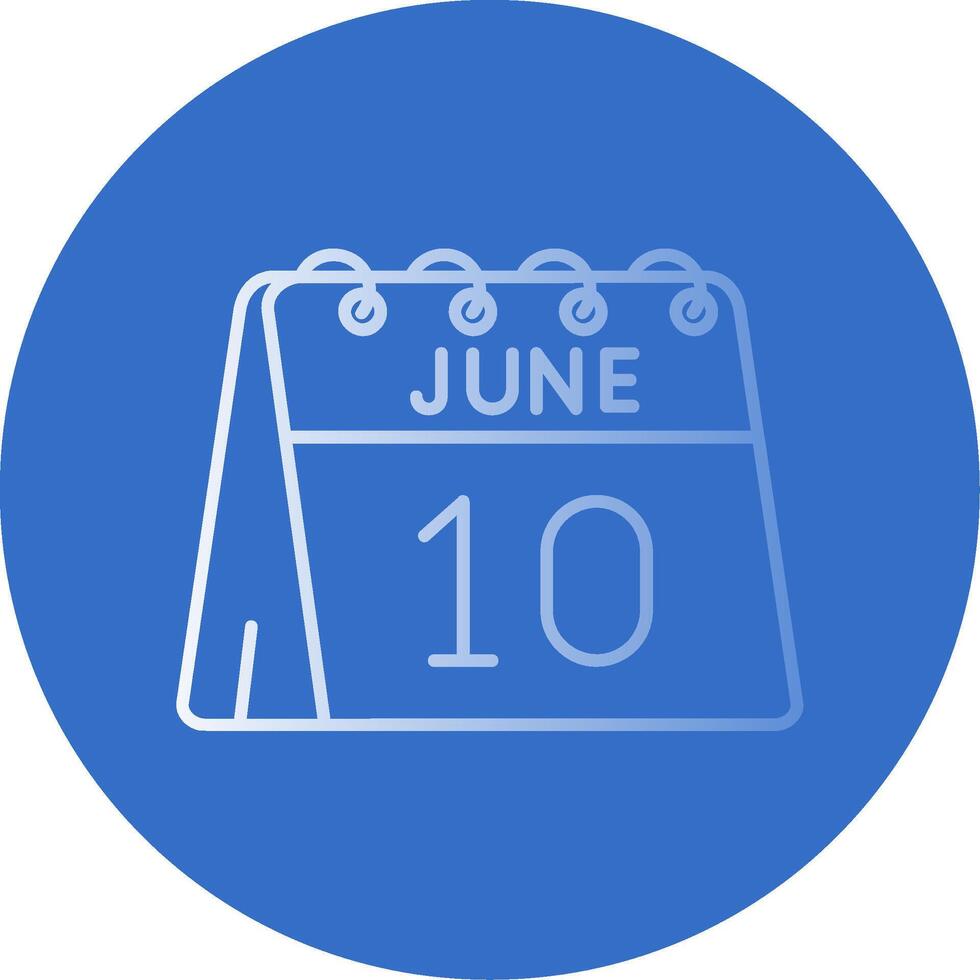 10 ° di giugno pendenza linea cerchio icona vettore