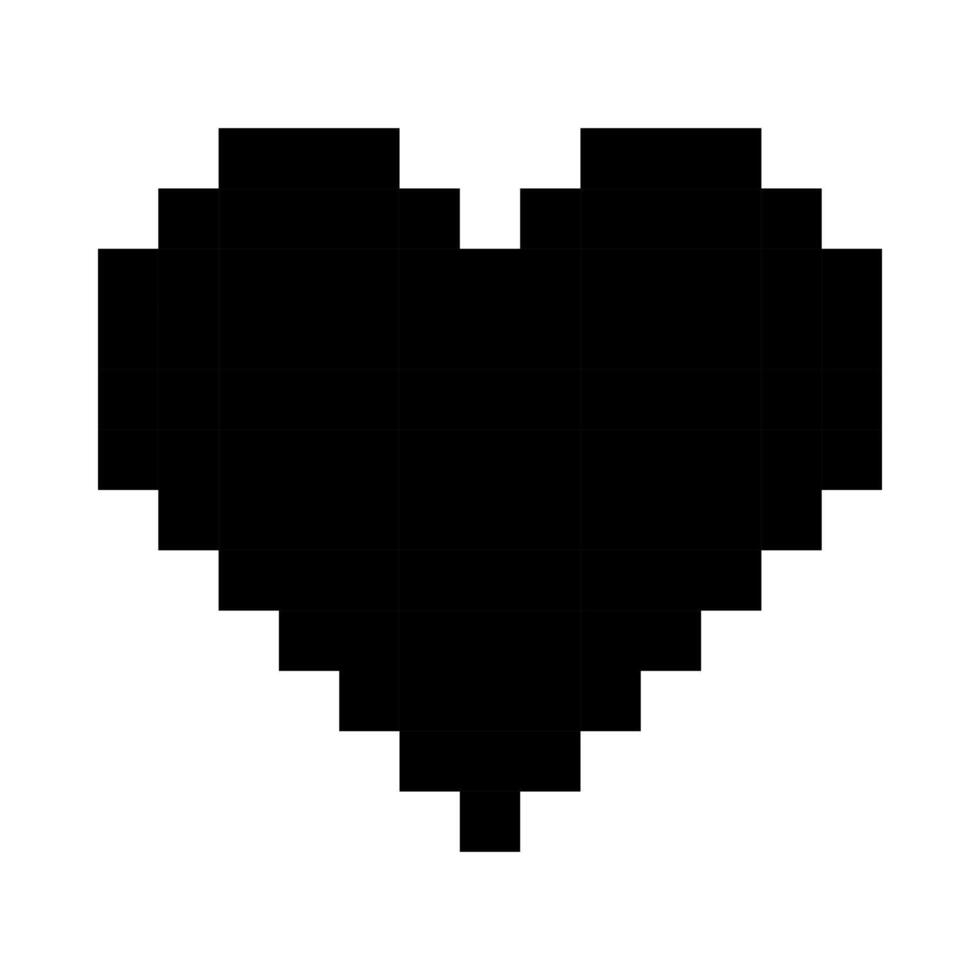 pieno nero cuore linea icona. emoji, San Valentino giorno, relazioni, amore, vita, Salute, gioco, trattamento, applicazioni, pixel stile. multicolore icona su bianca sfondo vettore