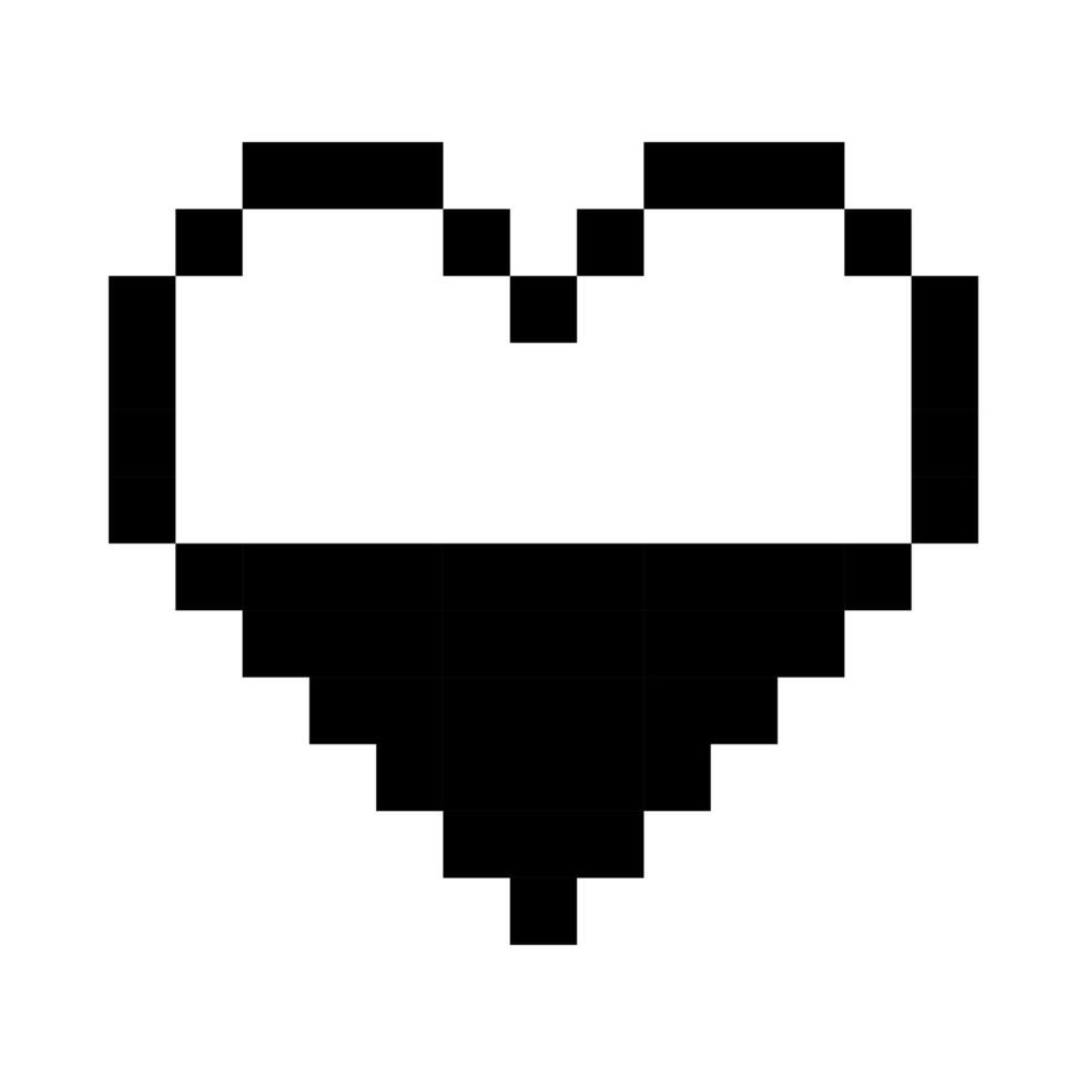 metà pieno nero cuore linea icona. emoji, San Valentino giorno, relazioni, amore, vita, Salute, gioco, trattamento, applicazioni, pixel stile. multicolore icona su bianca sfondo vettore