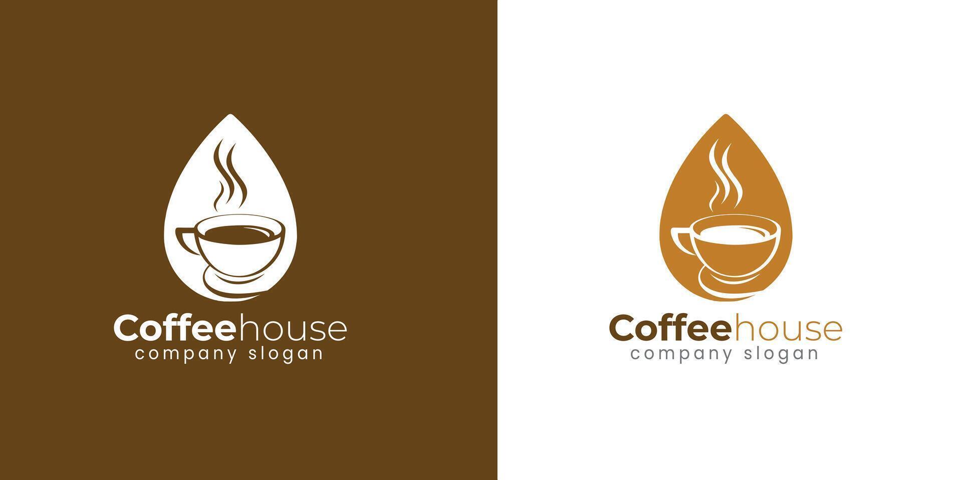 caldo tè caffè negozio stalla ristorante cibo boccale bar logo design concetto vettore