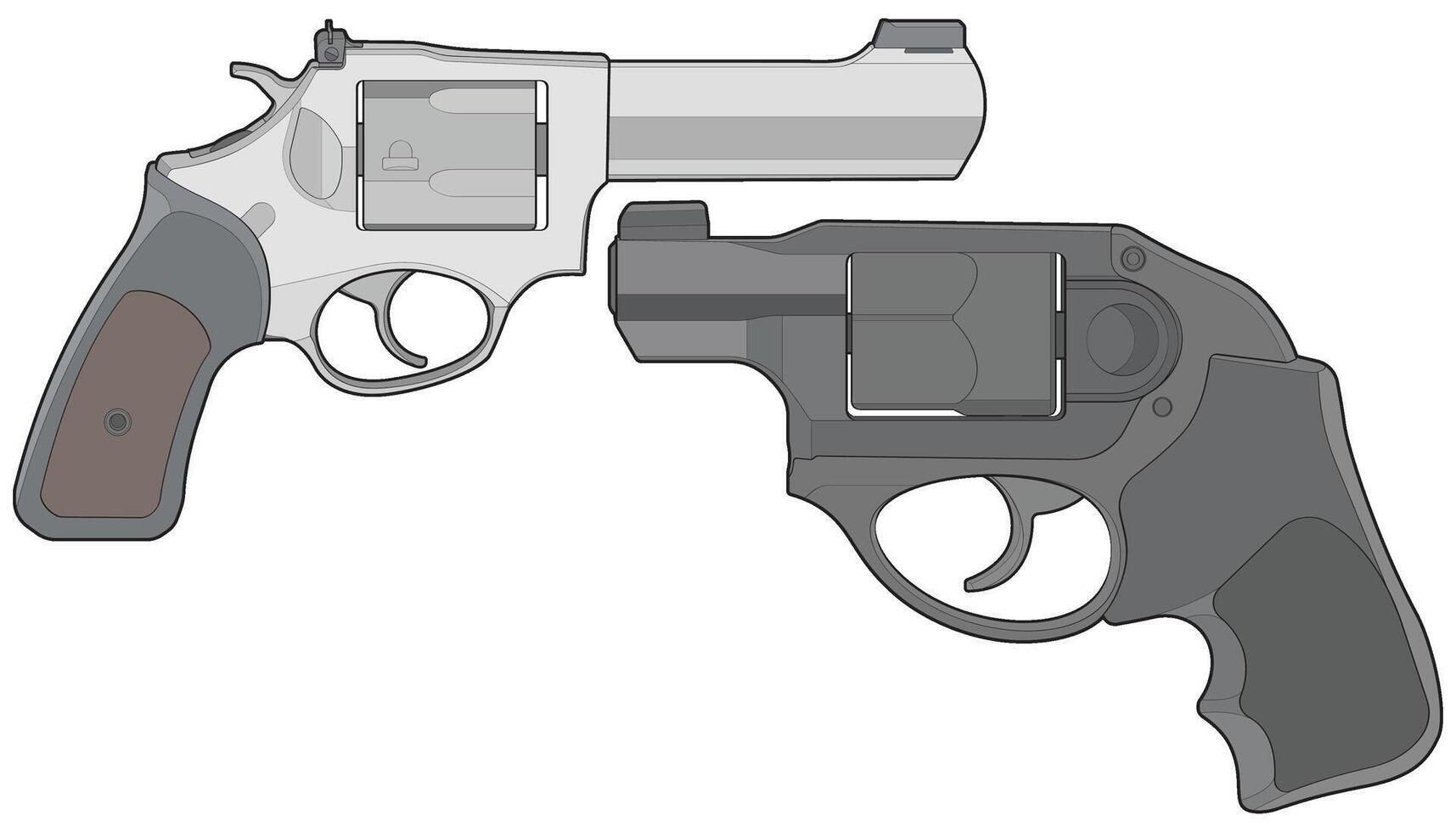 impacchettare impostato di vettore di rivoltella arte, tiro pistola, arma illustrazione, vettore revolver, pistola illustrazione, moderno arma da fuoco, militare concetto, pistola vettore.