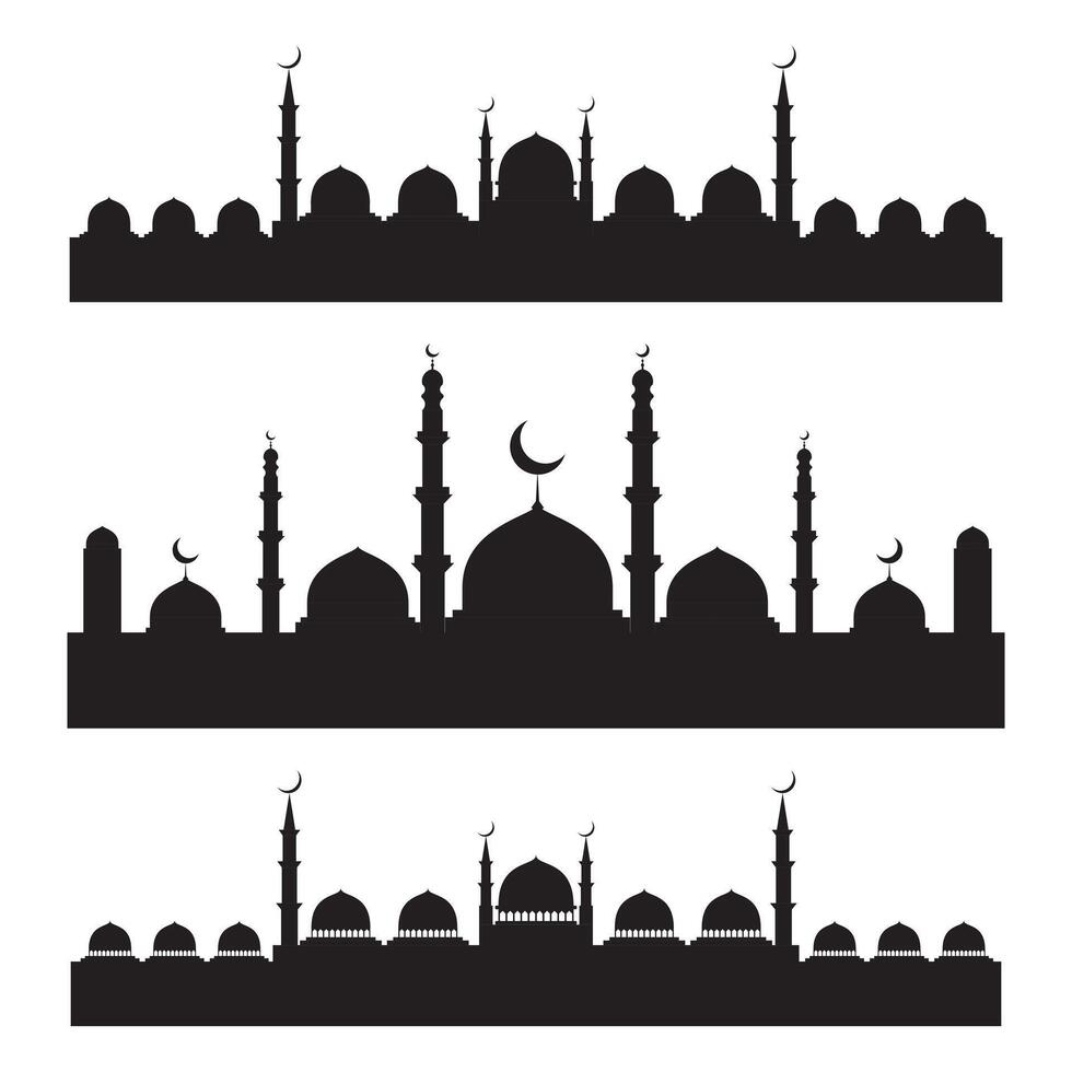 moschea silhouette, vettore moschea illustrazione, impostato di moschea vettore