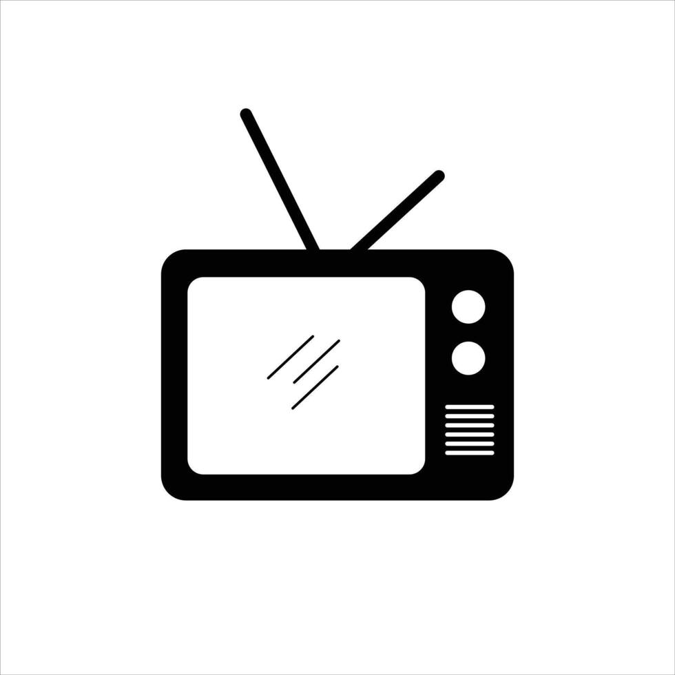 Vintage ▾ televisione piatto vettore silhouette icona isolato su bianca sfondo. elemento per film, cinema, film concetto. icona per ragnatela design.
