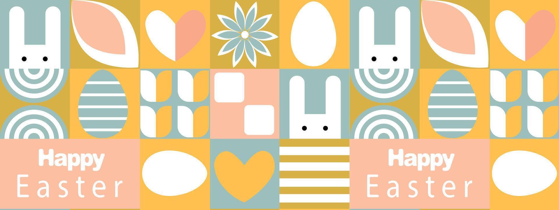 geometrico astratto modello. Pasqua, uova, fiori, impianti di semplice forme. vettore illustrazione.