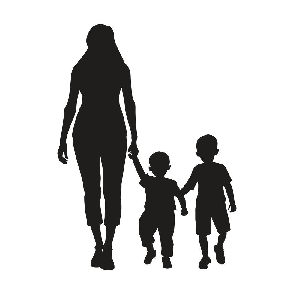 madre e bambino silhouette, La madre di giorno vettore illustrazione impostare, bianca sfondo.