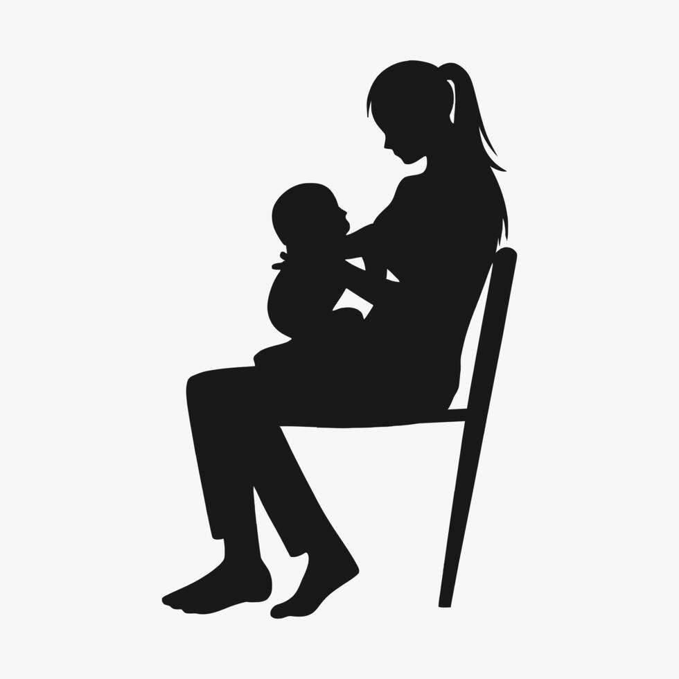 madre e bambino silhouette, La madre di giorno vettore illustrazione impostare, bianca sfondo.
