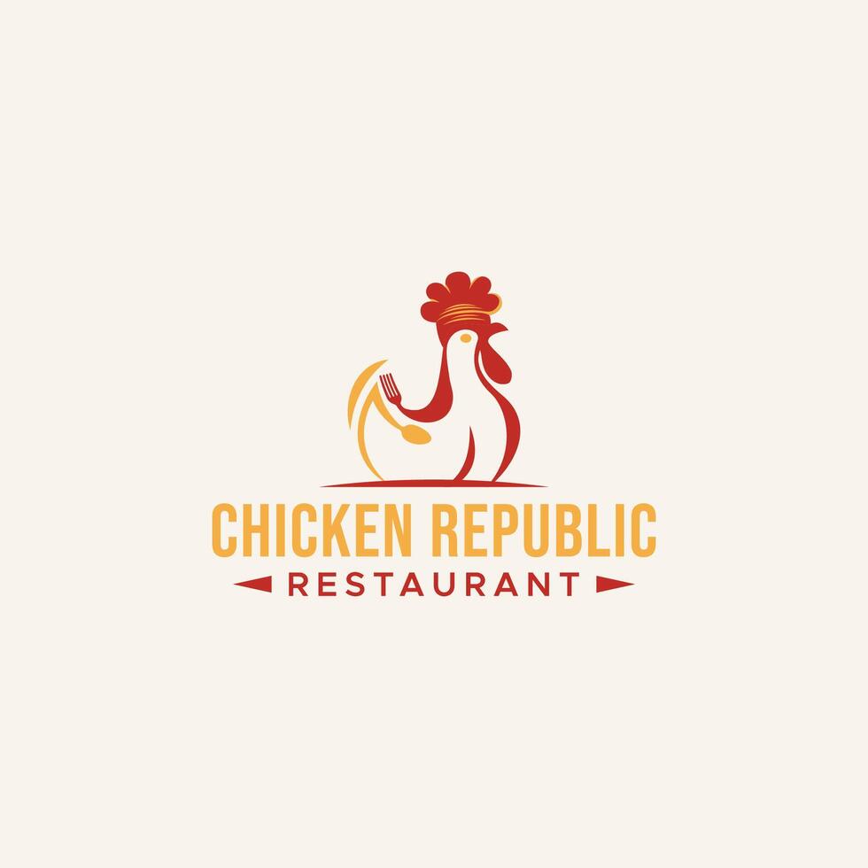 pollo repubblica delizioso ristorante logo design elemento vettore ,adatto per attività commerciale ristorante casuale