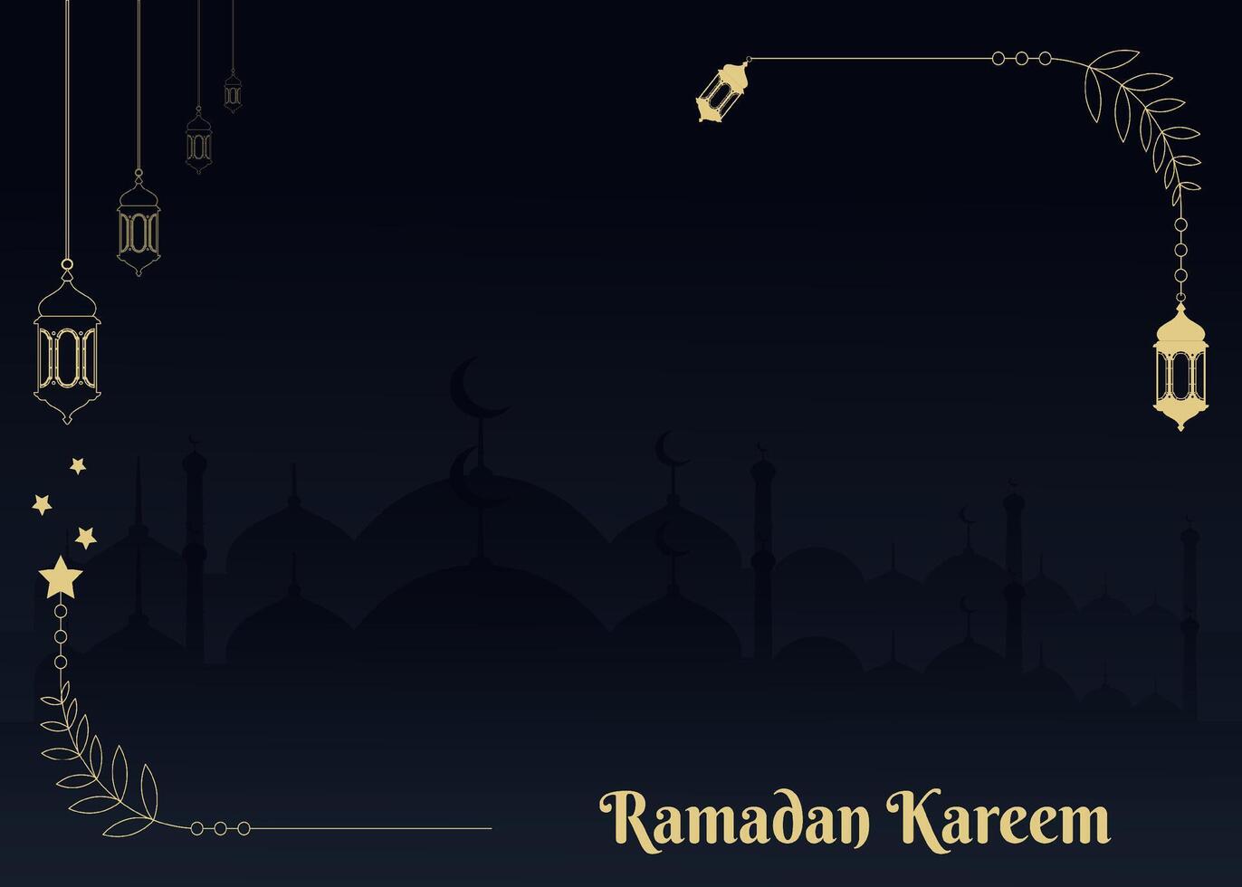 elegante Ramadan kareem Luna moschea Arabo calligrafia, modello per sfondo, invito, manifesto, carta per il celebrazione di musulmano Comunità Festival vettore