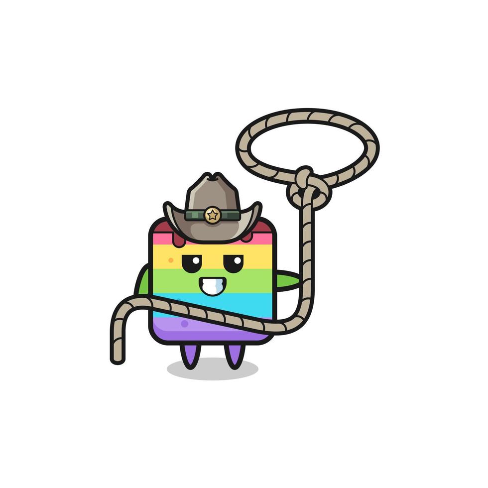 il cowboy della torta arcobaleno con la corda del lazo vettore