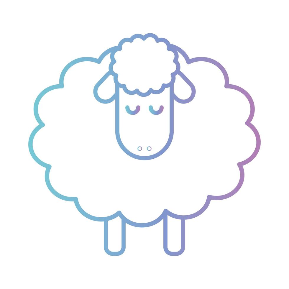disegno vettoriale dell'icona di stile sfumato del fumetto delle pecore carine