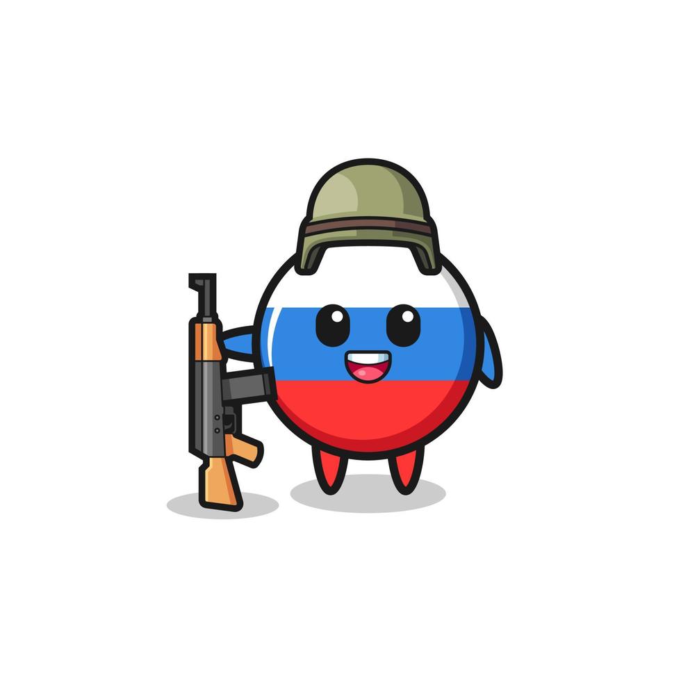 simpatica mascotte della bandiera della russia come soldato vettore