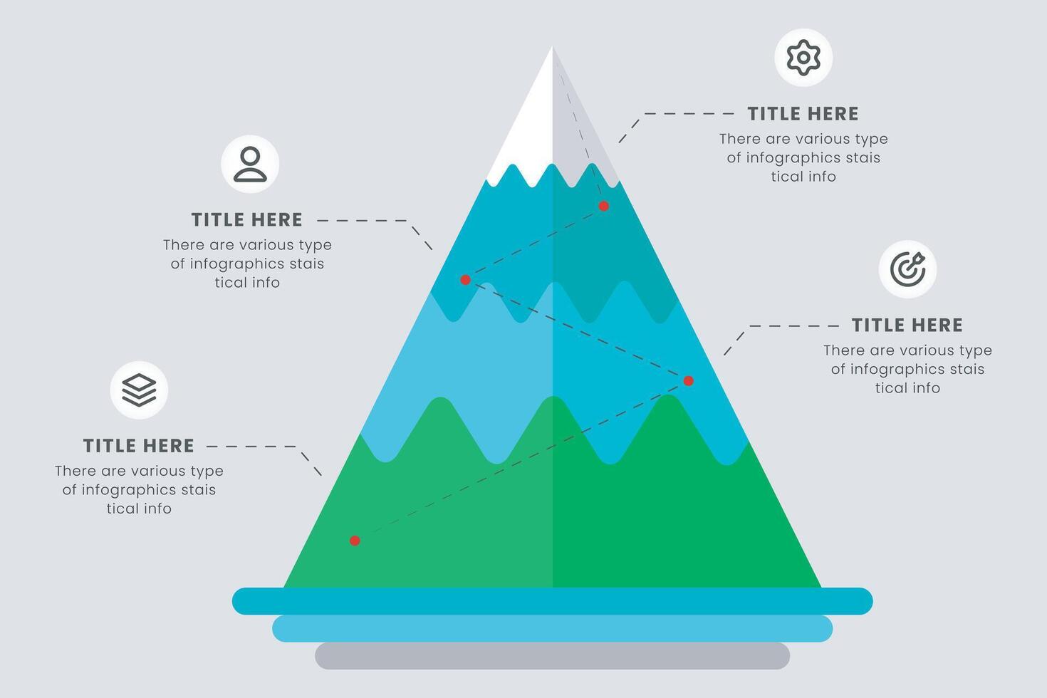 4 passaggi per successo montagna Infografica disegno, itinerario per il superiore di montagna, concetto di obiettivo, missione, attività commerciale montagna vettore illustrazione,