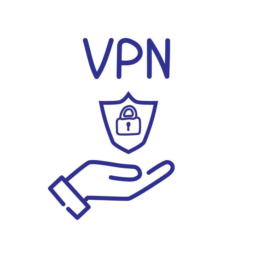 mano Tenere vpn protezione scudo. virtuale privato Rete icona. connessione vettore simbolo disegno icona Internet.