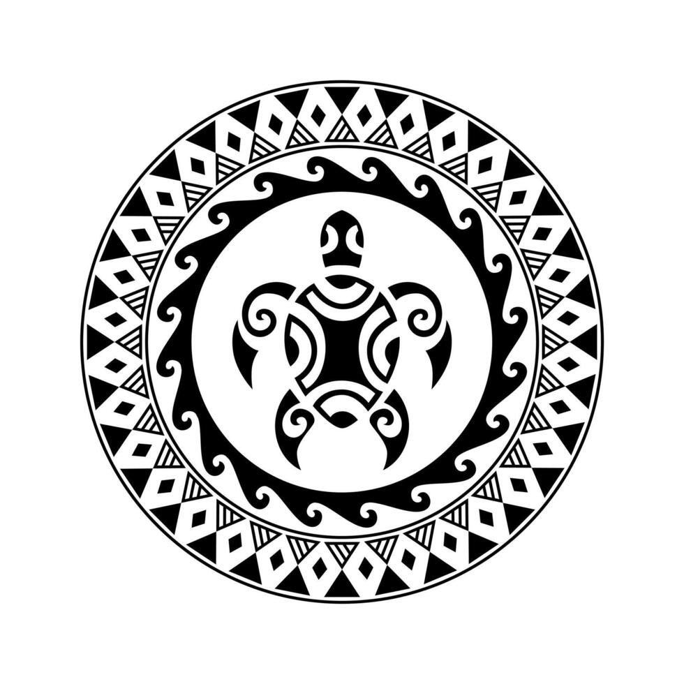 il giro tatuaggio ornamento con tartaruga maori stile. africano, aztechi o Maya etnico stile. vettore