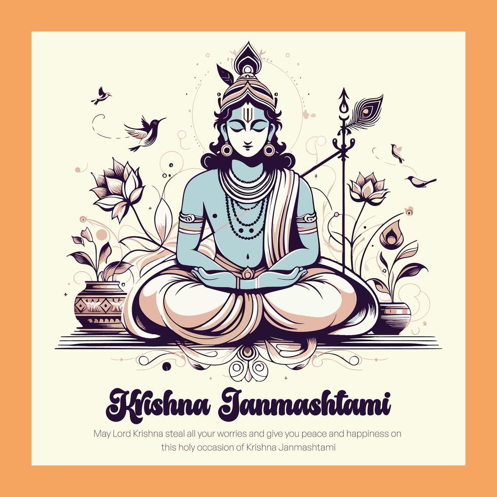 krishna Janmashtami sociale media modello vettore