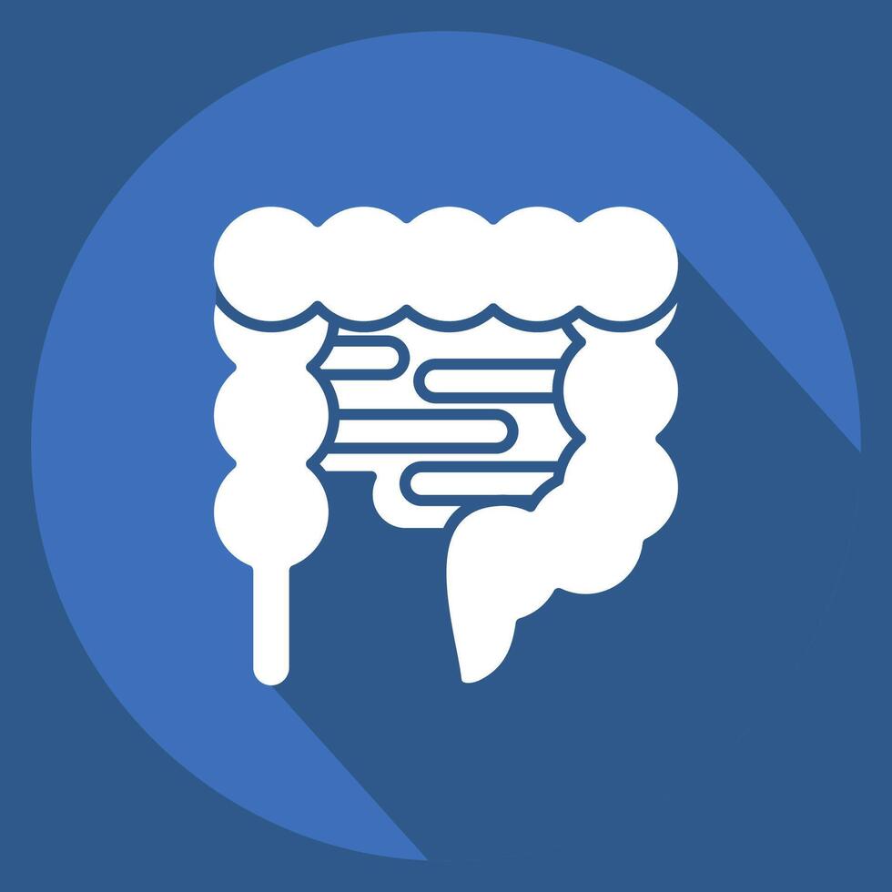icona intestino. relazionato per umano organo simbolo. lungo ombra stile. semplice design modificabile. semplice illustrazione vettore