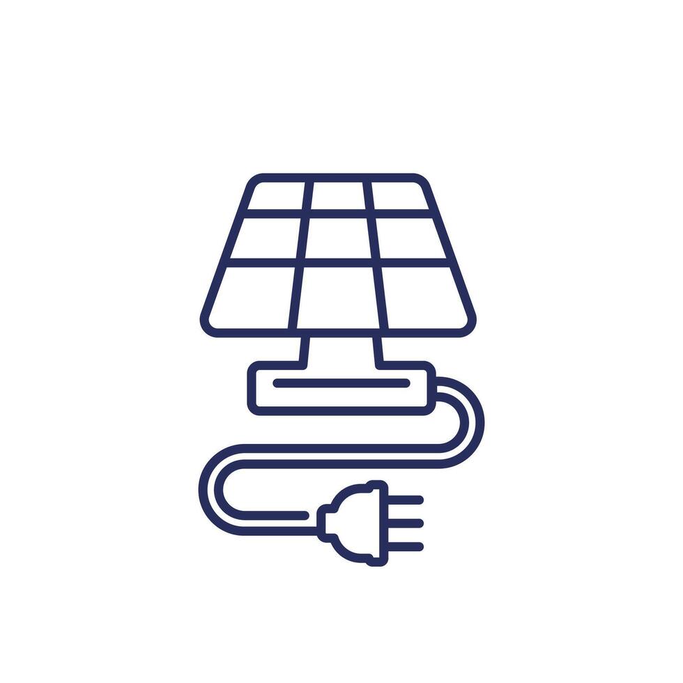 solare pannello linea icona con elettrico spina vettore