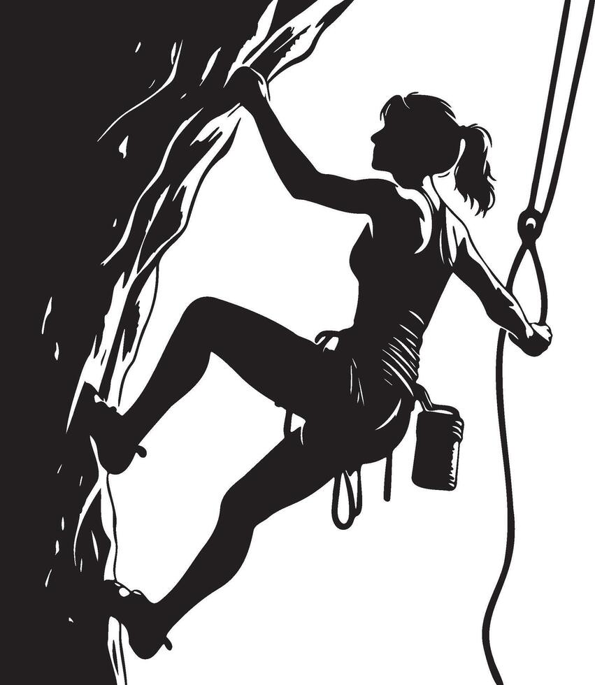 femmina roccia scalatore silhouette. vettore