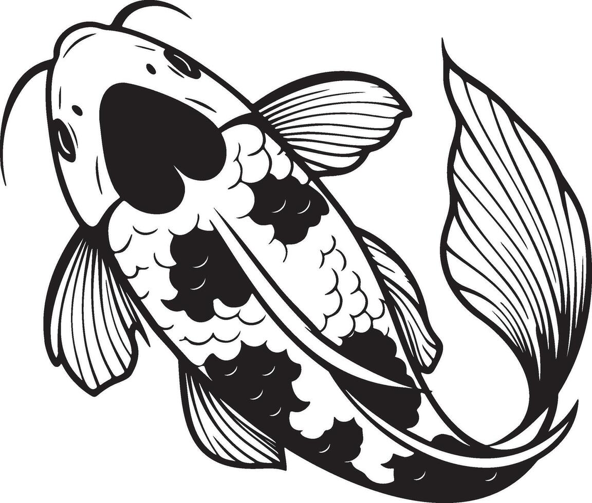 koi pesce schizzo disegno. vettore