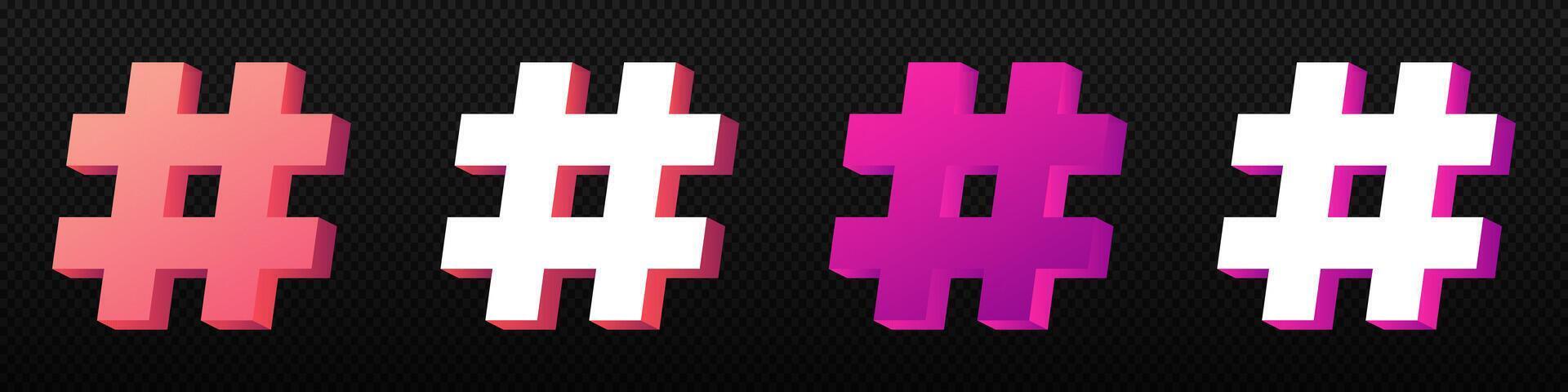 hashtag 3d sociale media icona vettore