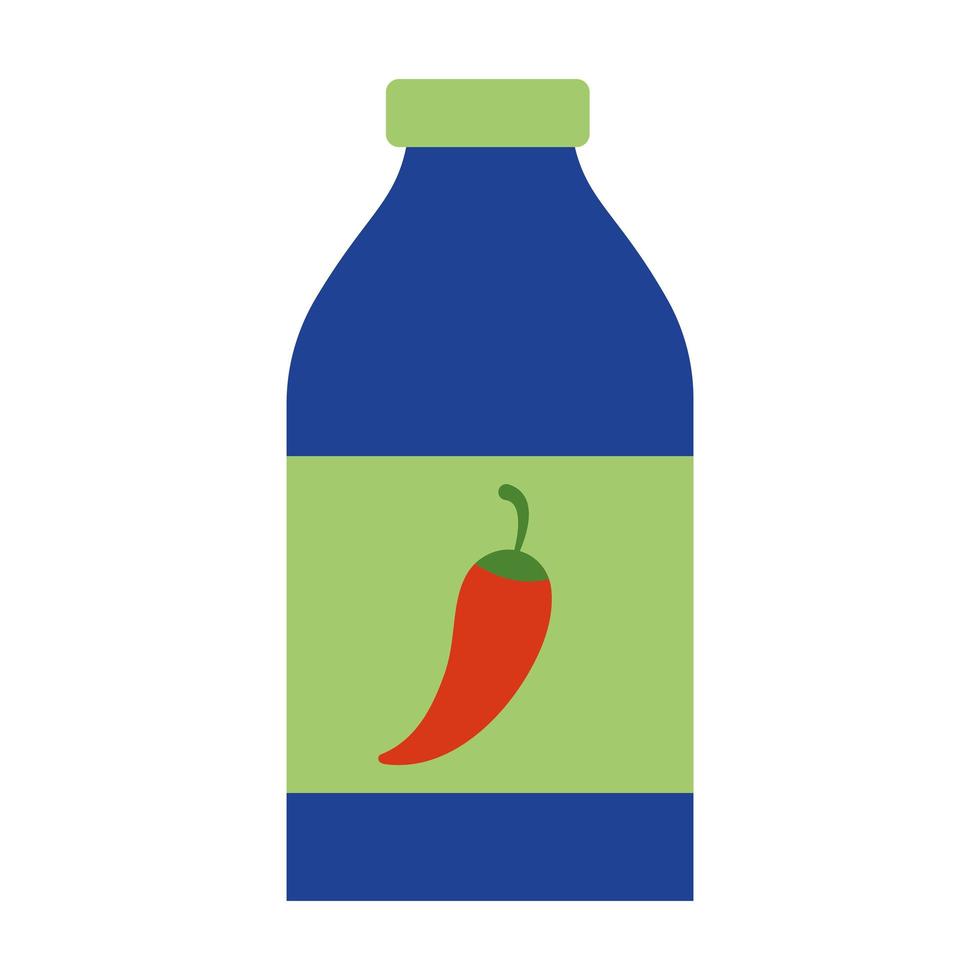 salsa di peperoncino messicano bottiglia stile piatto icona disegno vettoriale