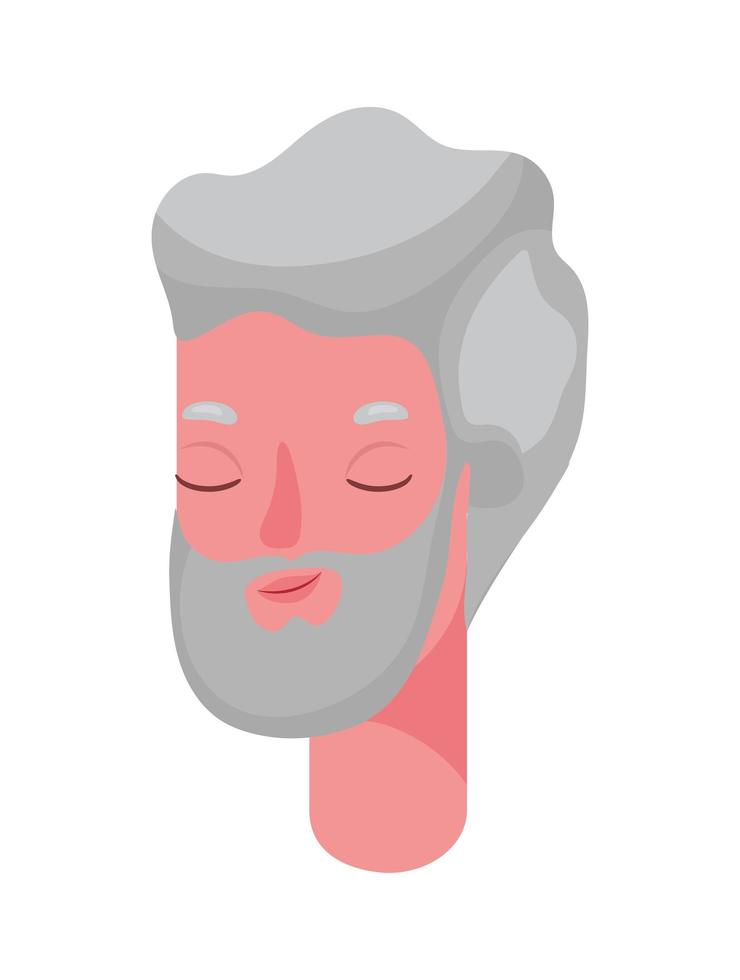 testa di cartone animato uomo anziano con disegno vettoriale barba