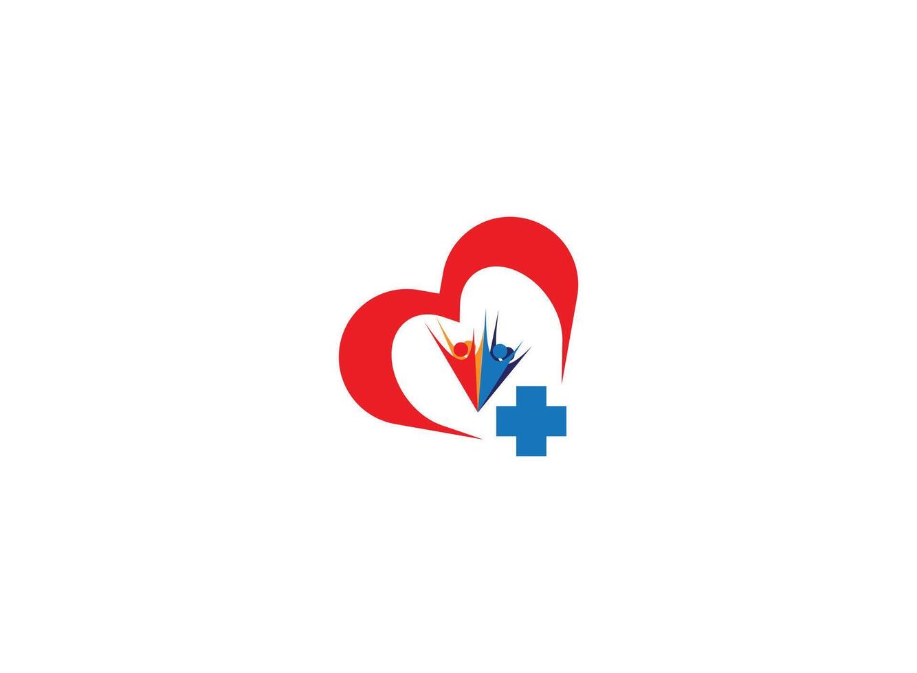 famiglia cuore stetoscopio vettore logotipo. lineare medico logo design.
