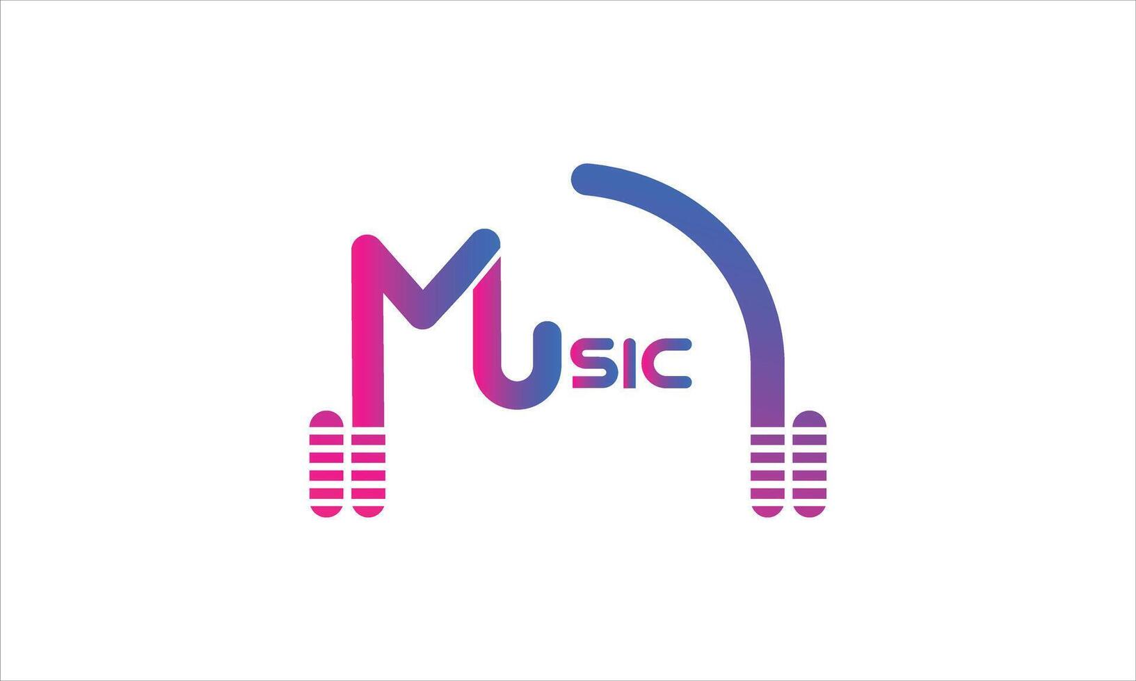 cuffie con tipografia musica logo design. vettore