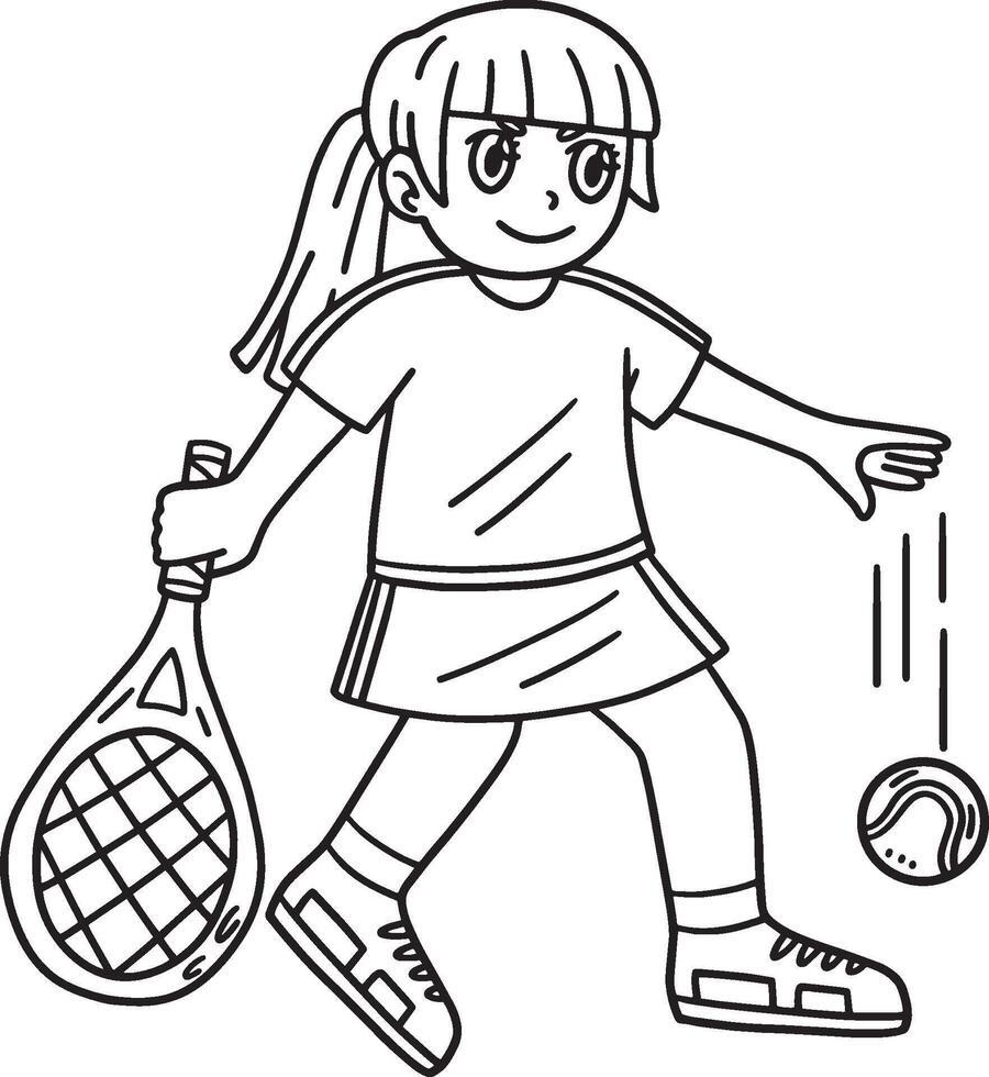 tennis femmina giocatore dribbling palla isolato vettore