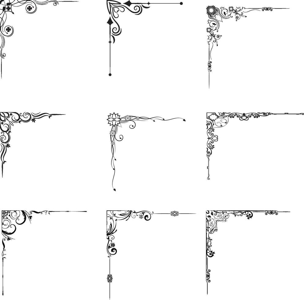 fiori angoli elementi impostato per montatura per pagina decorazione eps file vettore