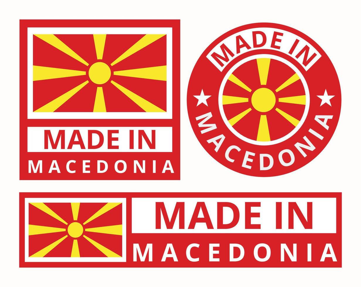 vettore impostato fatto nel macedonia design Prodotto etichette attività commerciale icone illustrazione