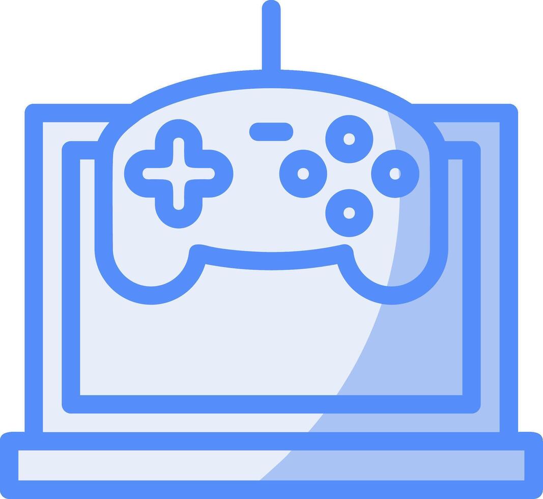gioco controllore linea pieno blu icona vettore