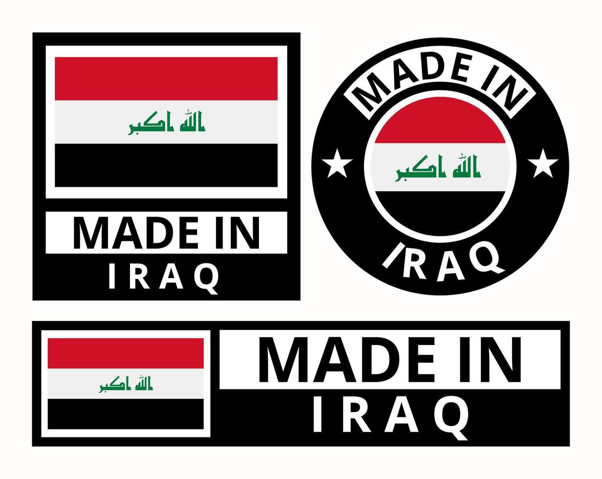 vettore impostato fatto nel Iraq design Prodotto etichette attività commerciale icone illustrazione