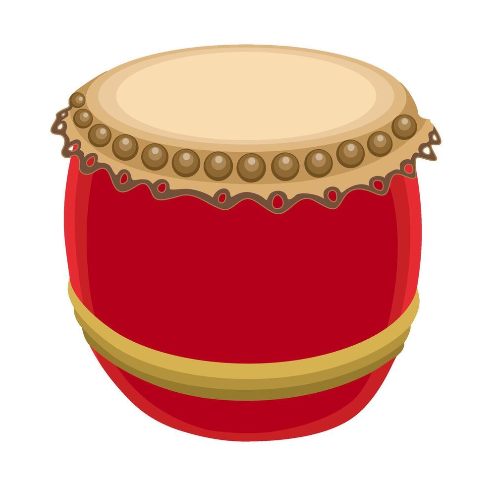 Cinese Leone danza tamburo tradizionale musica strumento icona vettore illustrazione