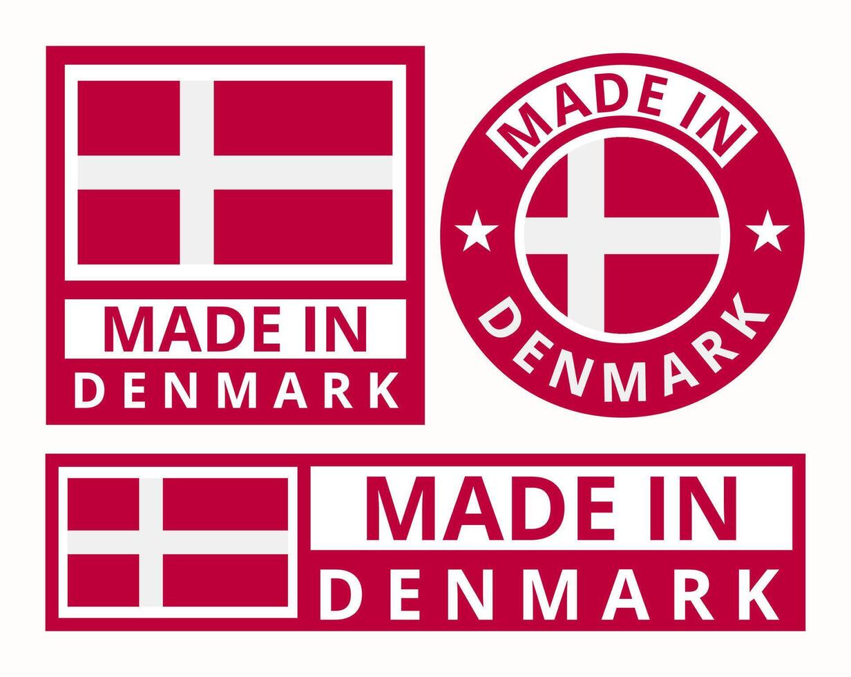 vettore impostato fatto nel Danimarca design Prodotto etichette attività commerciale icone illustrazione