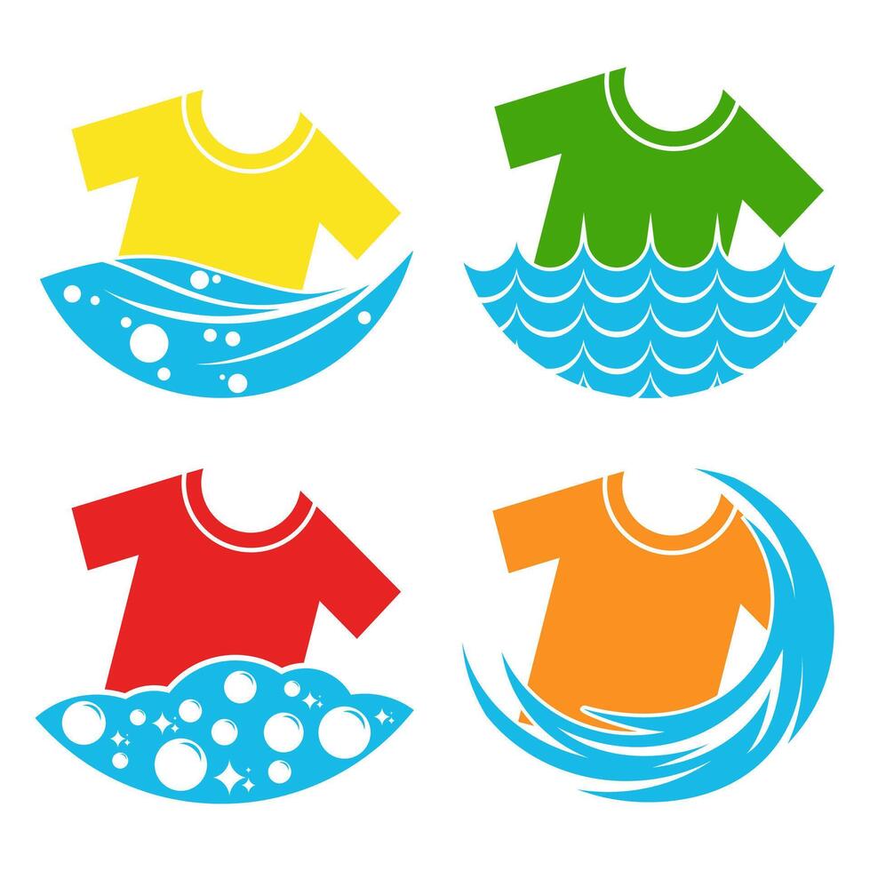 impostato stoffa pulizia icona design. lavanderia servizio logo vettore illustrazione