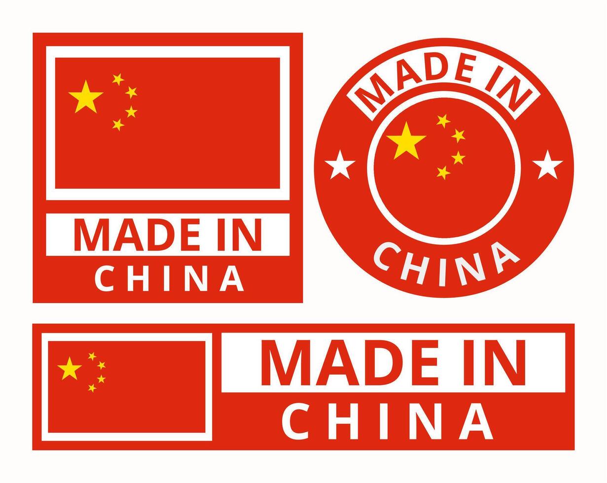vettore impostato fatto nel Cina design Prodotto etichette attività commerciale icone illustrazione
