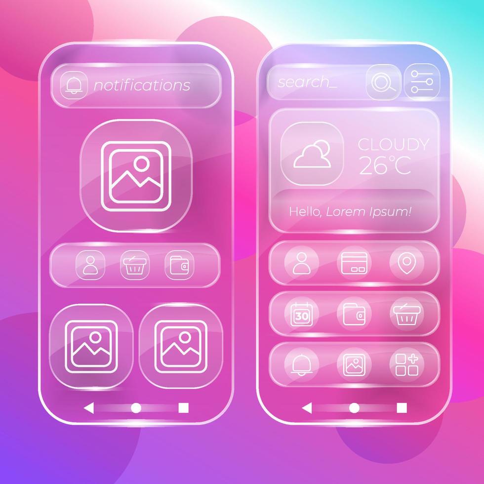 glassmorphism ui ux mockup vettore