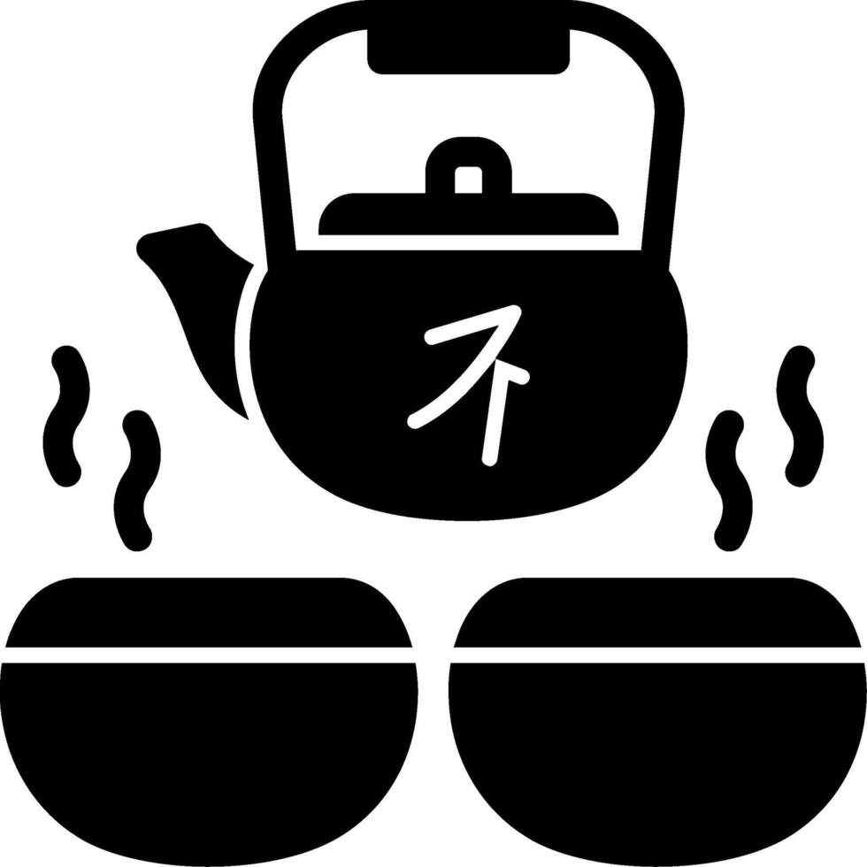 gongfu tè impostato glifo vettore