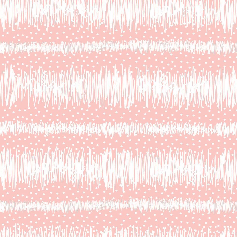 semplice geometrico senza soluzione di continuità vettore modello con carino a strisce e polka punto Stampa. Linee e puntini struttura. dolce rosa disposizione.