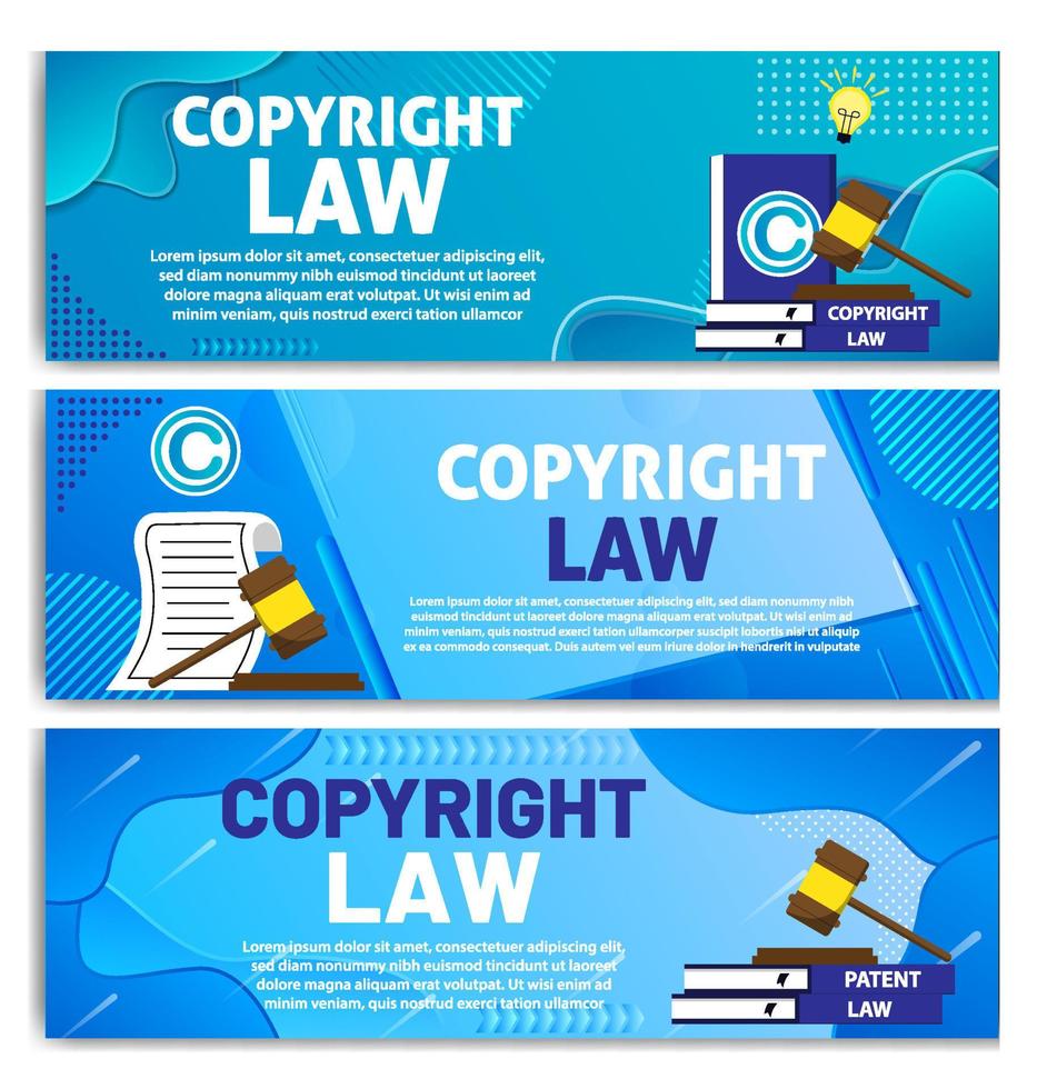 set di banner per la legge sul copyright vettore