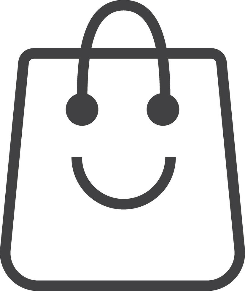 sorridente shopping Borsa, totalizzatore Borsa, carrello vettore logo linea arte icona